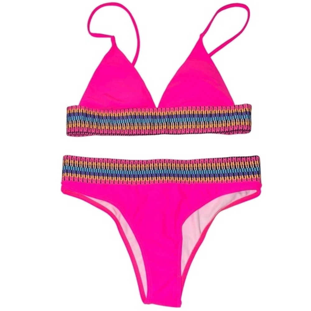 Shein size M pink BOHO cheeky adjustable strap removable padding bikini swimsuit
